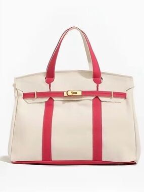 Boatkin Canvas Two-Tone Bag - Red with Gold Hardware